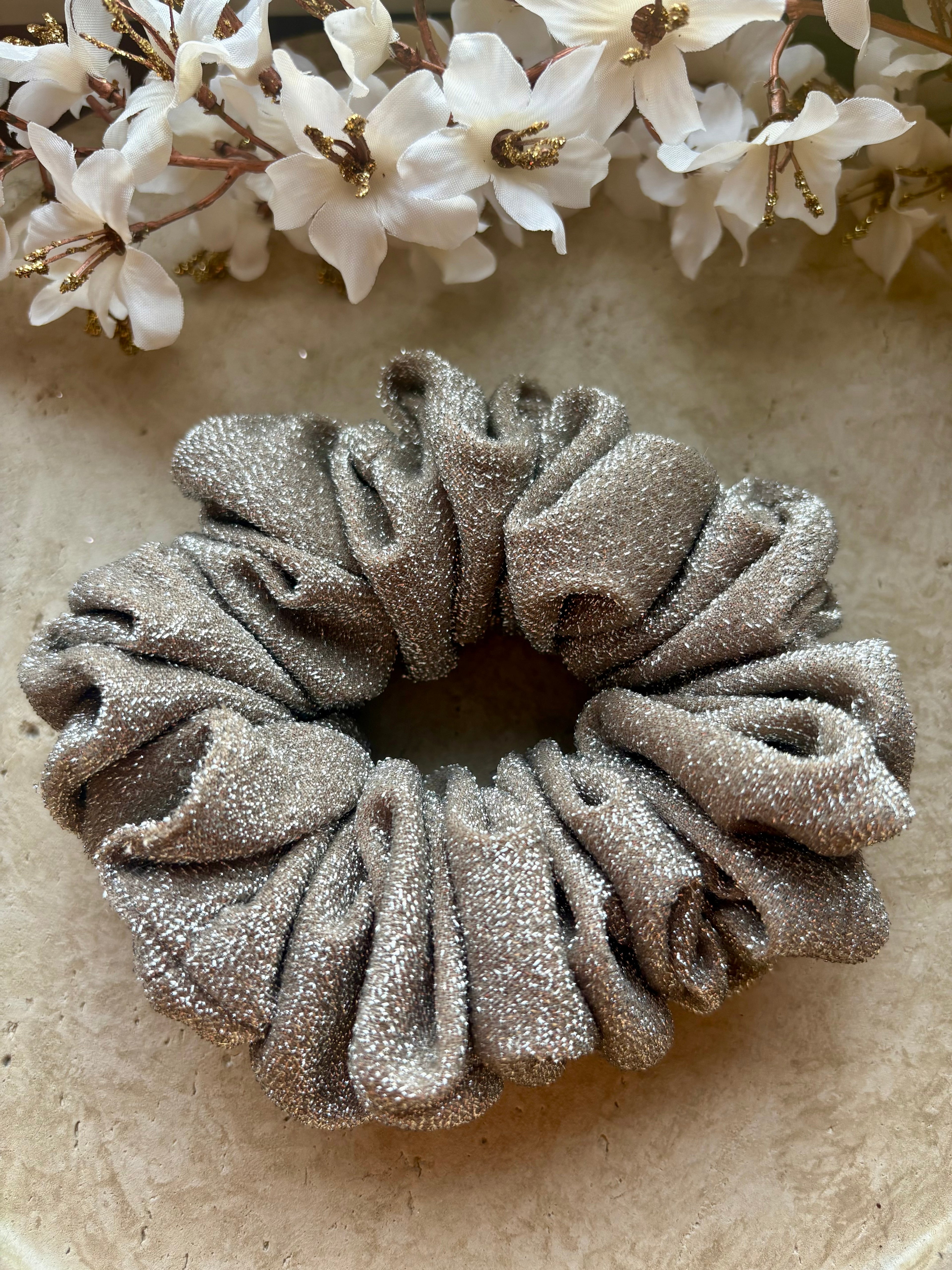 XL Lurex Glitter Jersey Scrunchie „Noelle“ braun