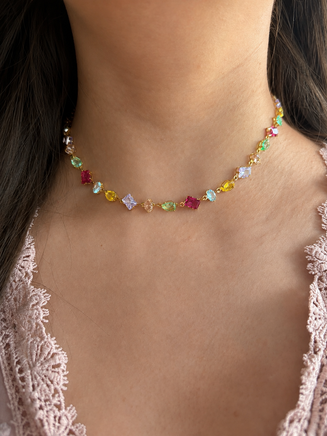 Mosaique Rainbow Choker Kette