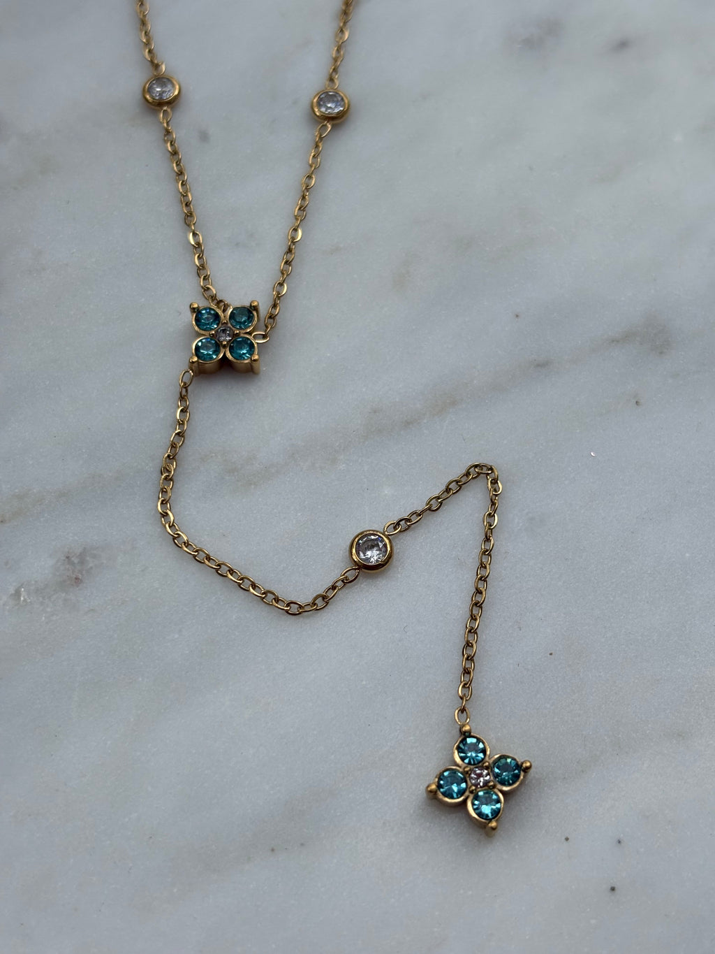 Turquoise Flor Y-Kette
